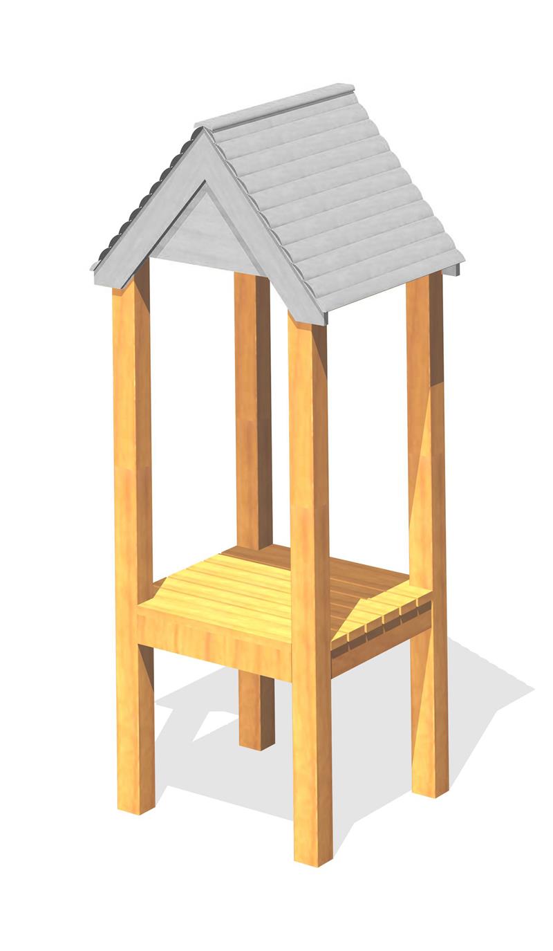 Technical render of a Tower Posts and Deck (900mm)